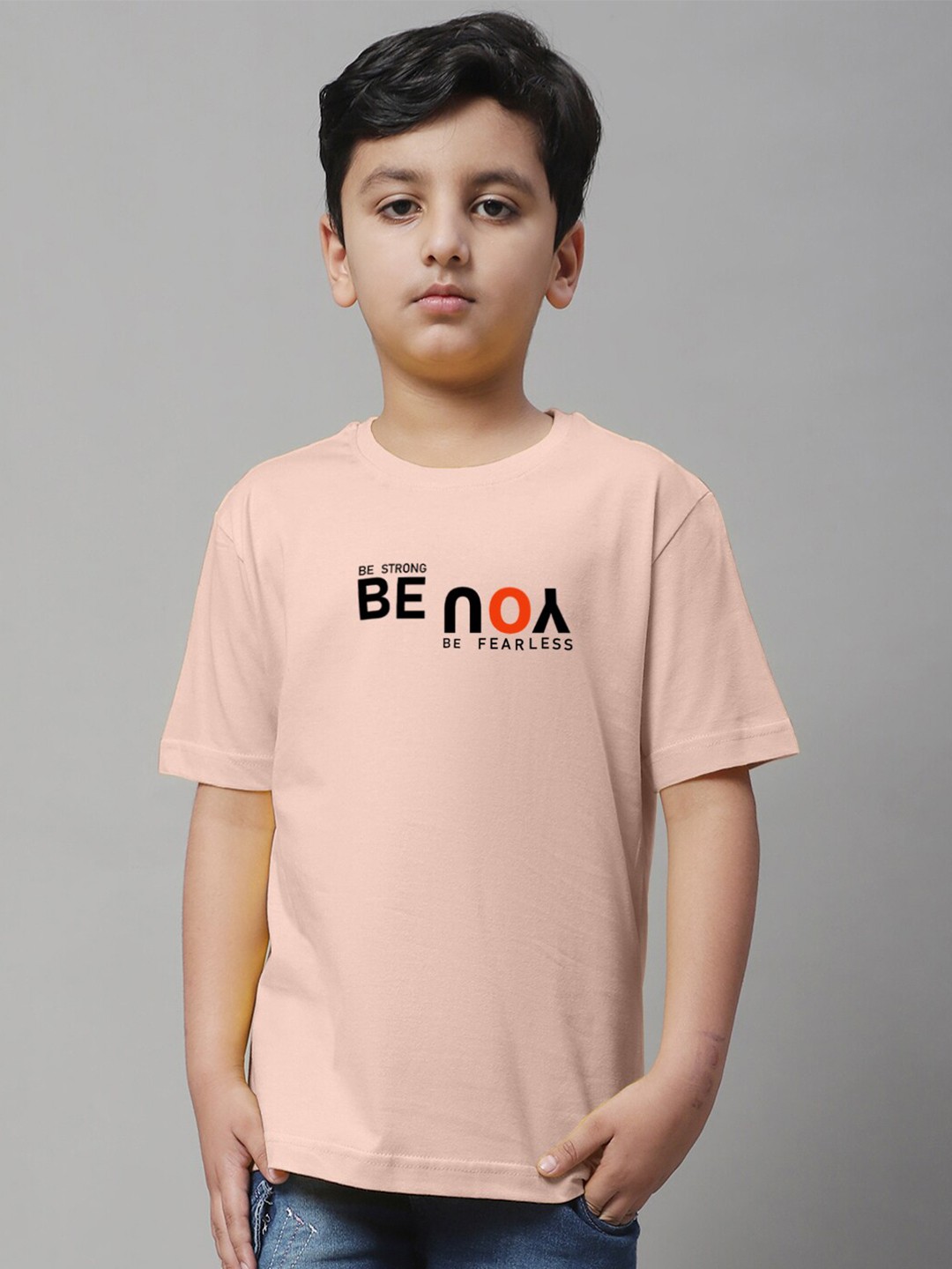 

Friskers Boys Typography Printed Pure Cotton T-shirt, Coral