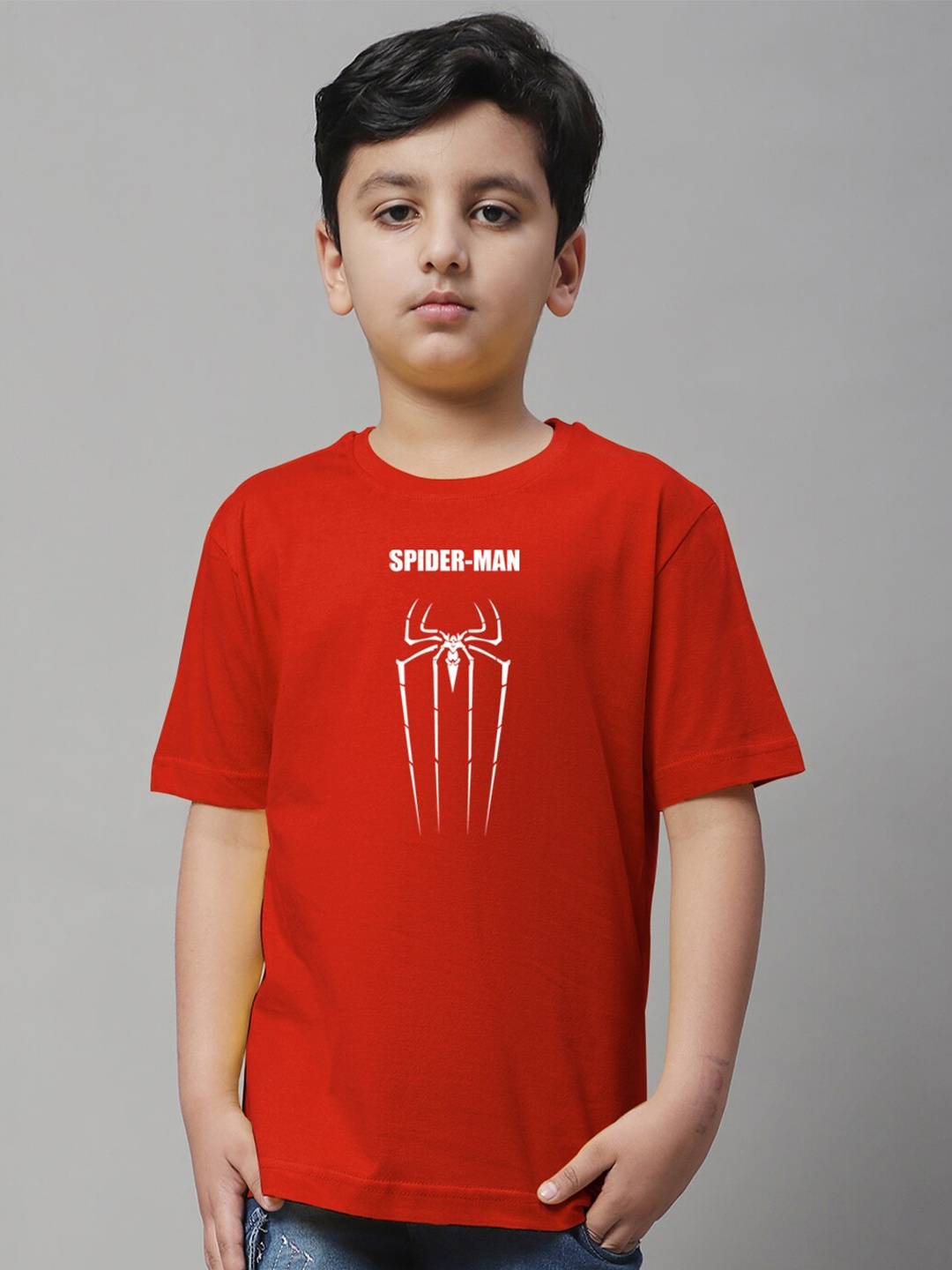 

Friskers Boys Spider Men Printed Pure Cotton T-shirt, Red