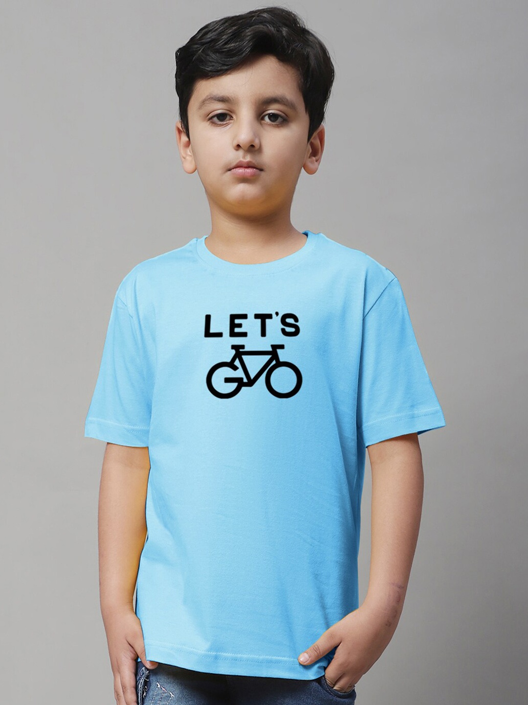 Friskers Boys Typography Printed Pure Cotton T-shirt, Turquoise blue
