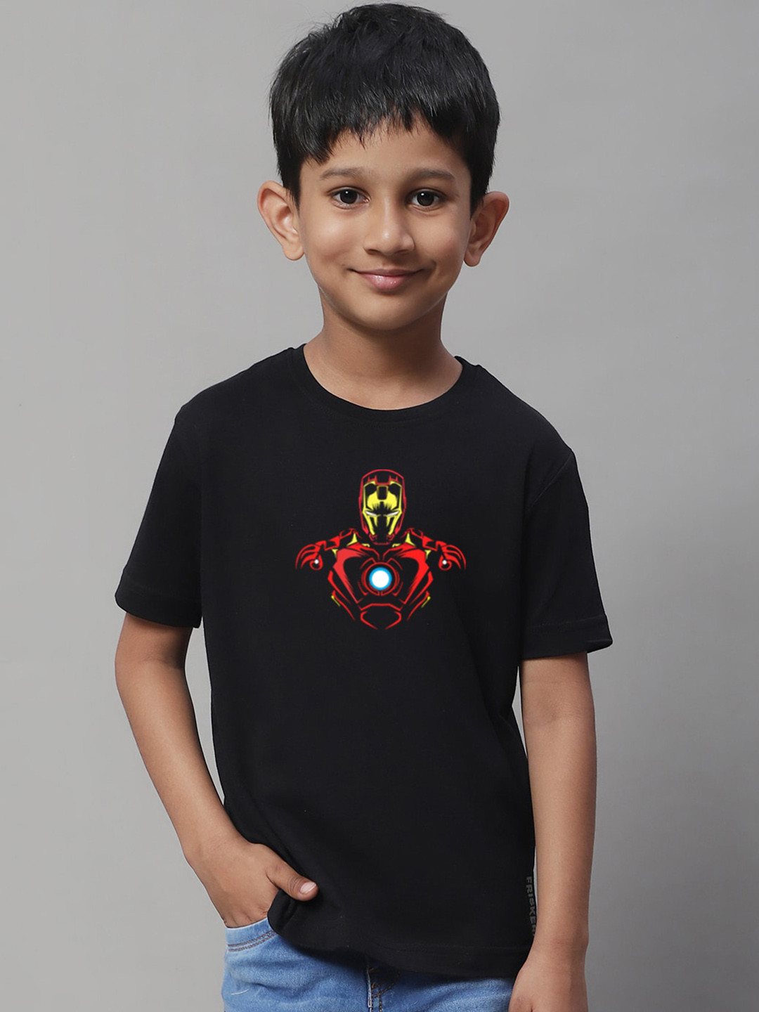 

Friskers Boys Graphic Printed Pure Cotton T-shirt, Black