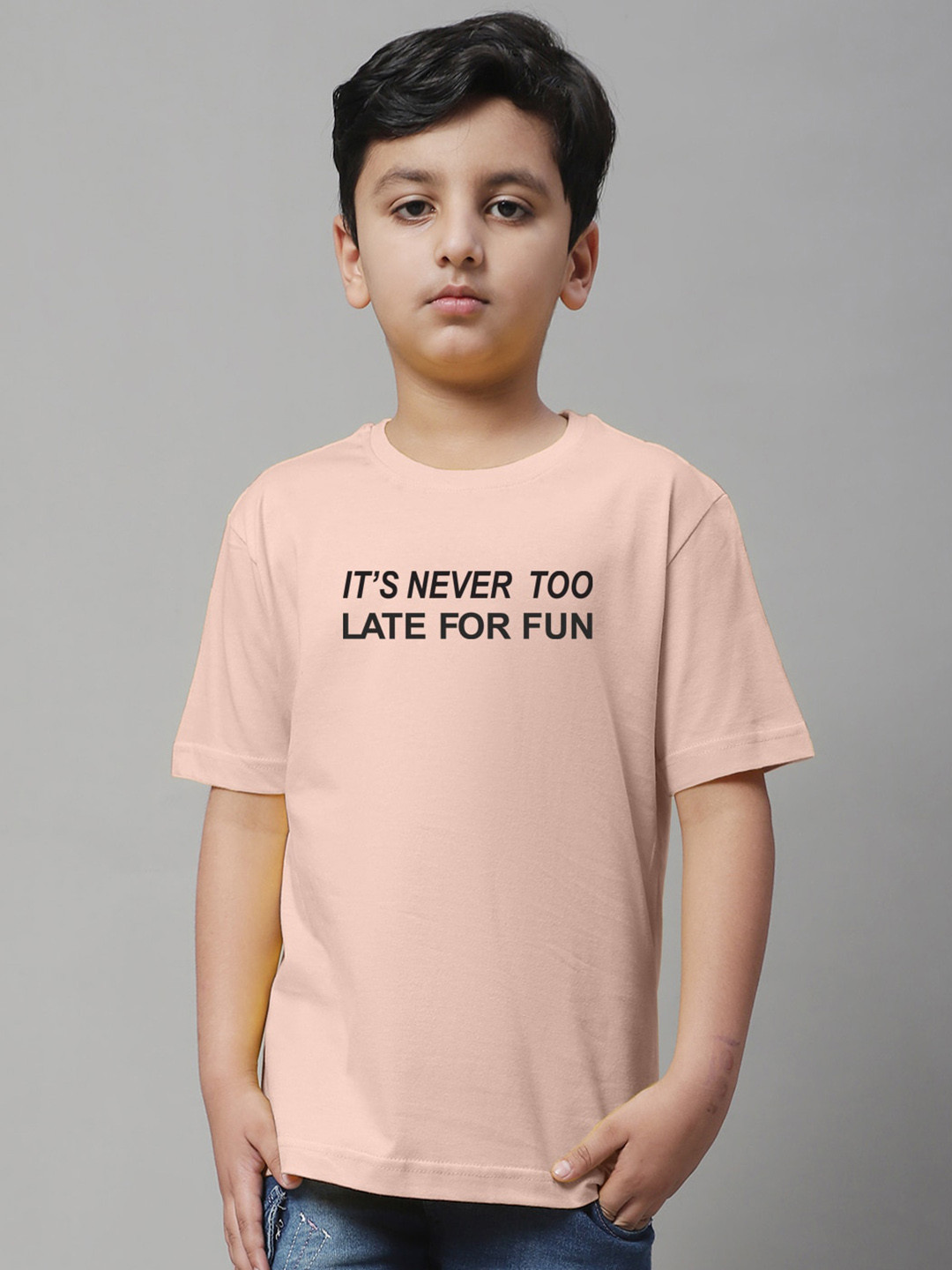 

Friskers Boys Typography Printed Pure Cotton T-shirt, Coral