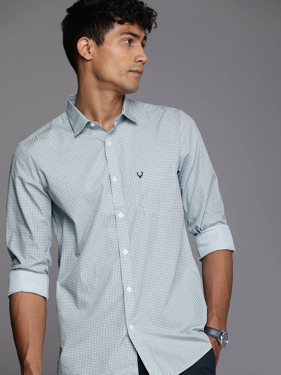 

Allen Solly Men Slim Fit Printed Casual Shirt, Blue
