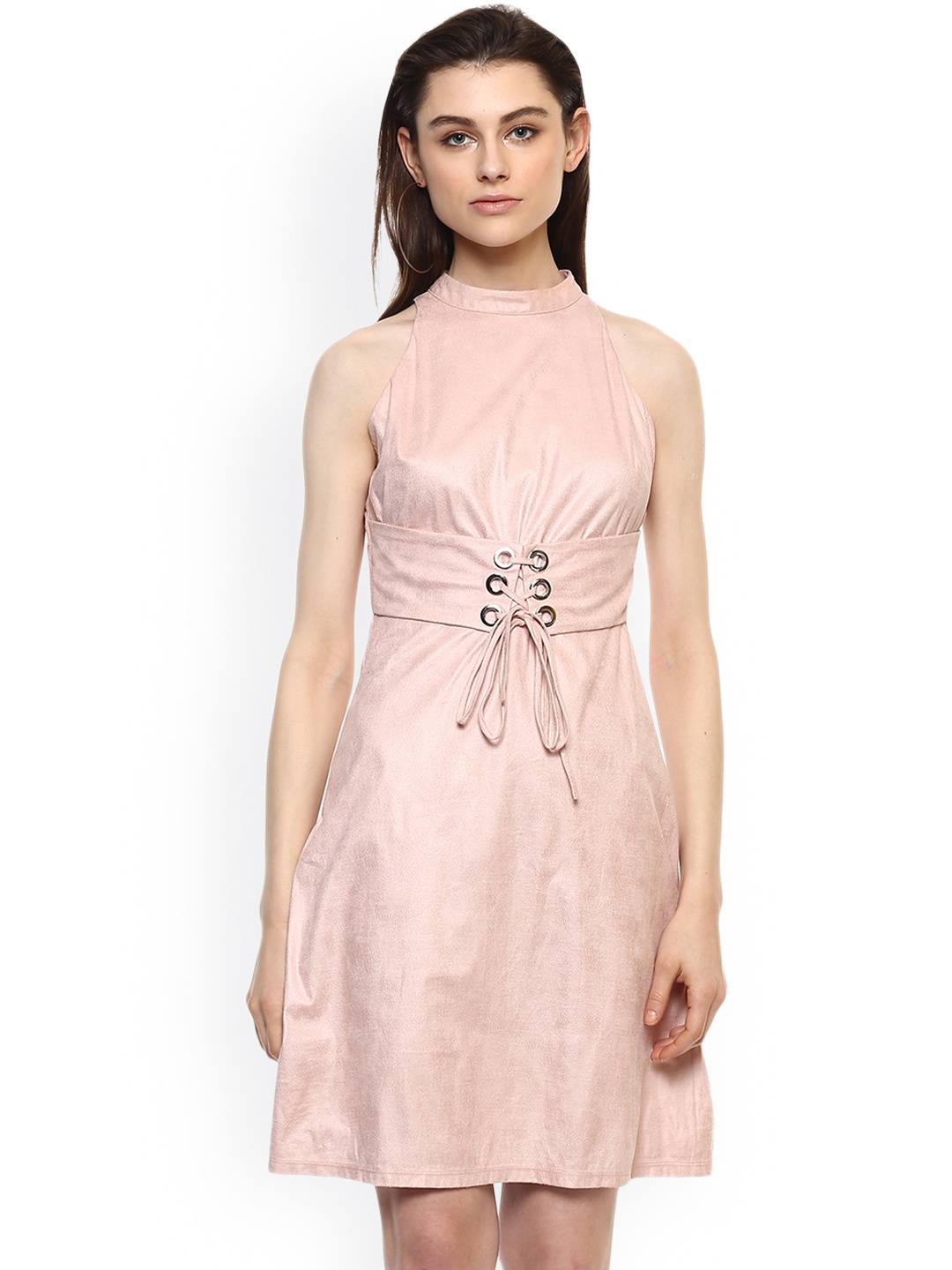 

Kazo Women Pink Solid A-Line Dress