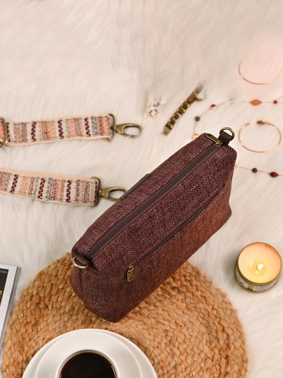 

Visual Echoes Textured Structured Sling Bag, Maroon