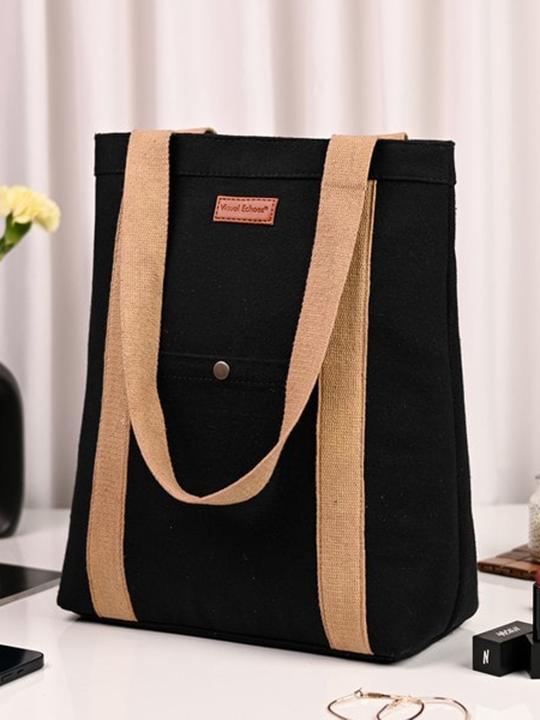 

Visual Echoes Oversized Tote Bag, Black