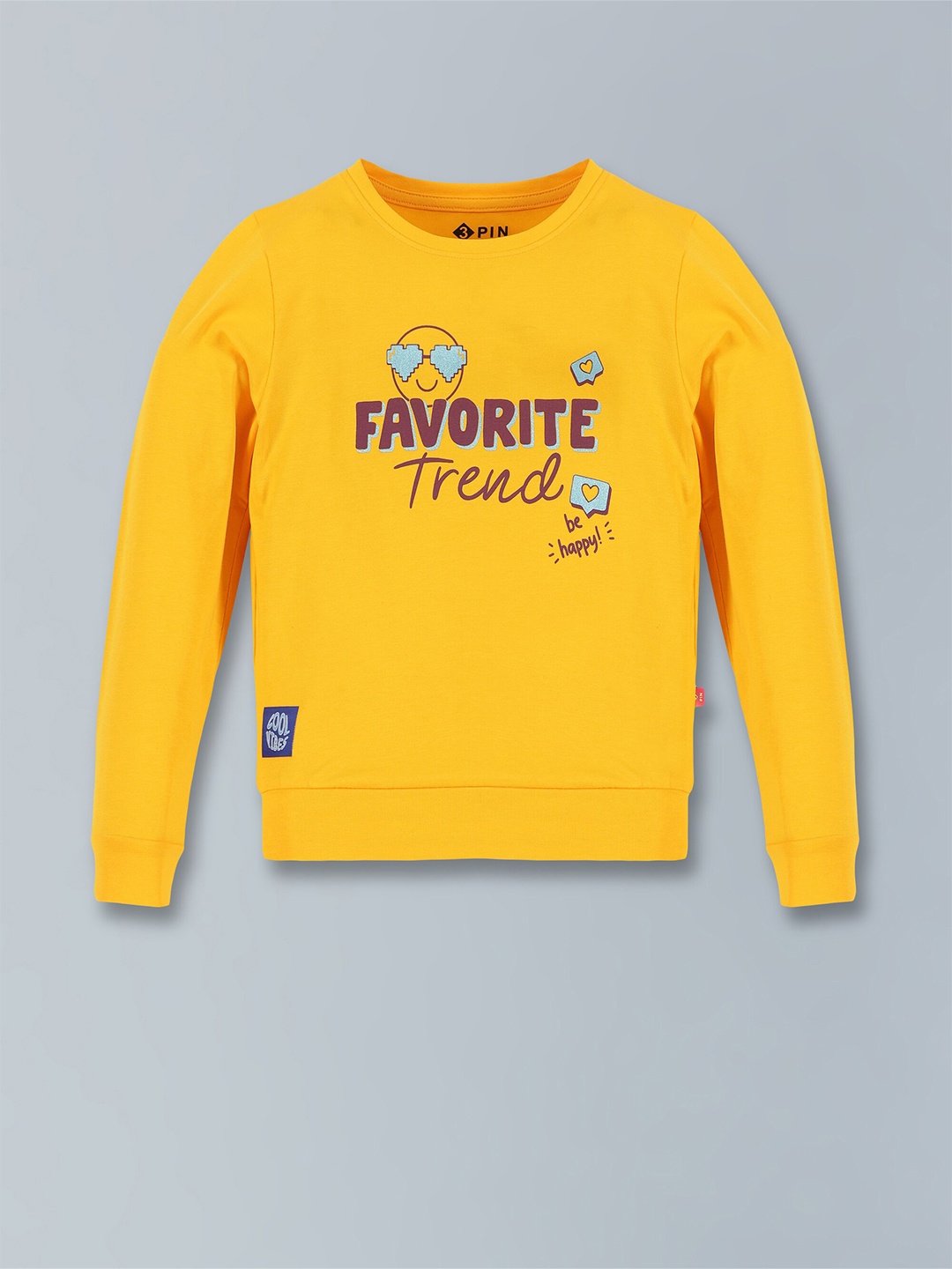 

3PIN Girls Typography Printed Round Neck Cotton Regular T-shirt, Mustard