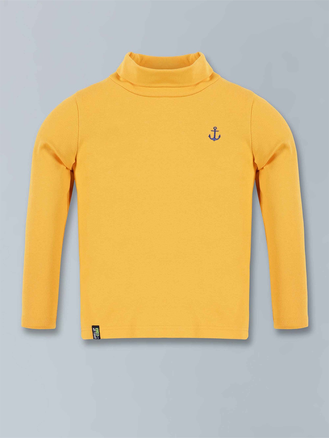 

3PIN Boys High Neck Cotton Regular T-shirt, Mustard