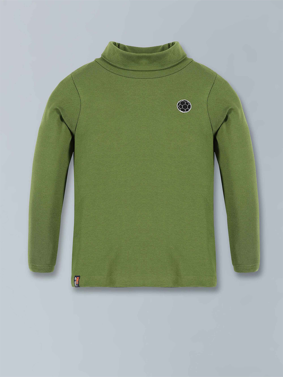 

3PIN Boys High Neck Cotton Regular T-shirt, Olive