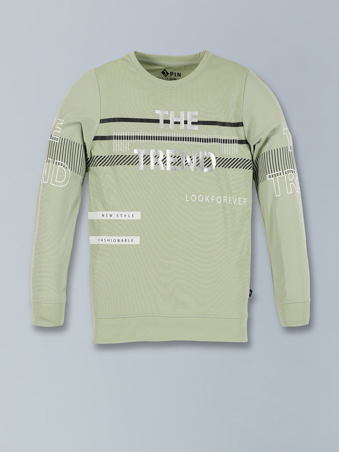 

3PIN Boys Typography Printed Round Neck Cotton Regular T-shirt, Green