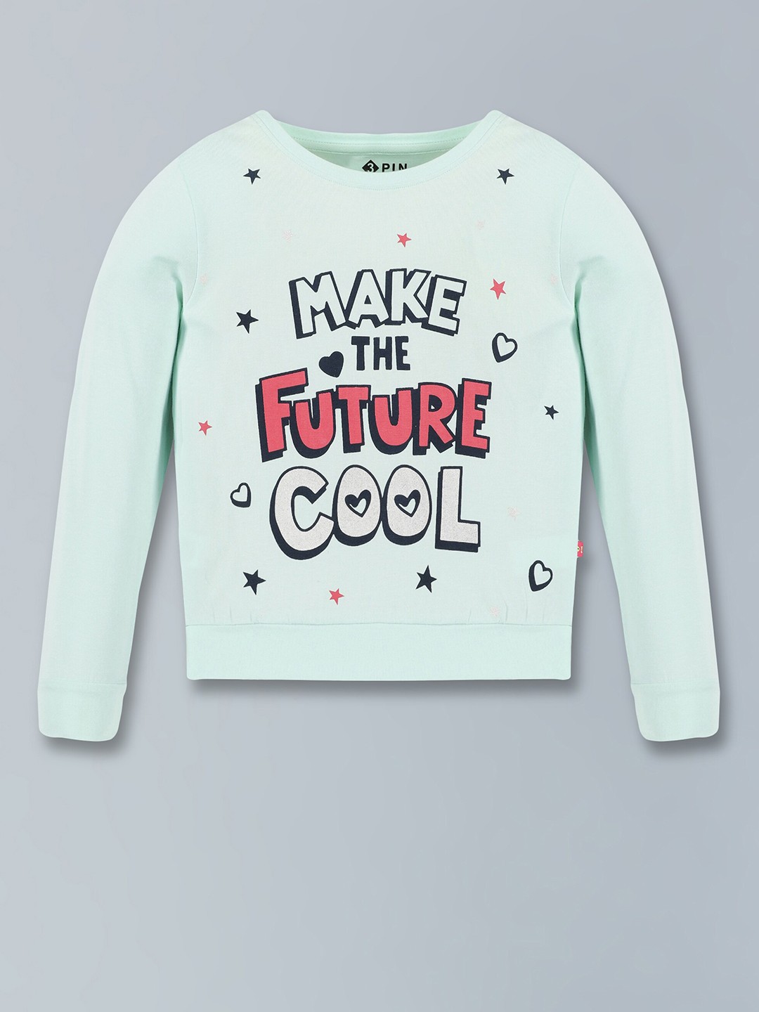 

3PIN Girls Typography Printed Round Neck Cotton Regular T-shirt, Green