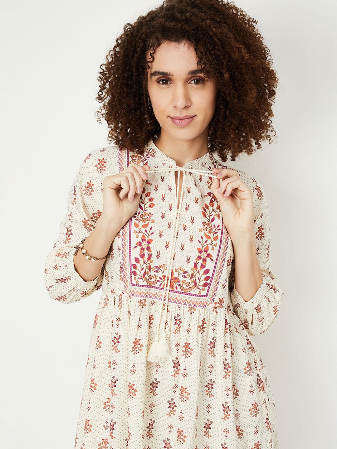 

max Ethnic Motifs Printed Tunic, White