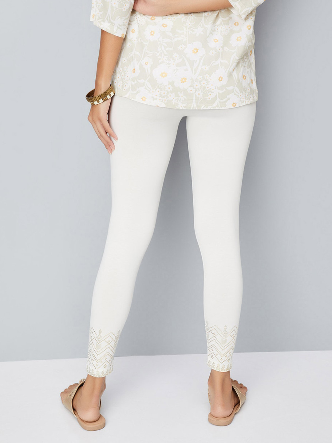 

max Printed Ankle-Length Leggings, Off white