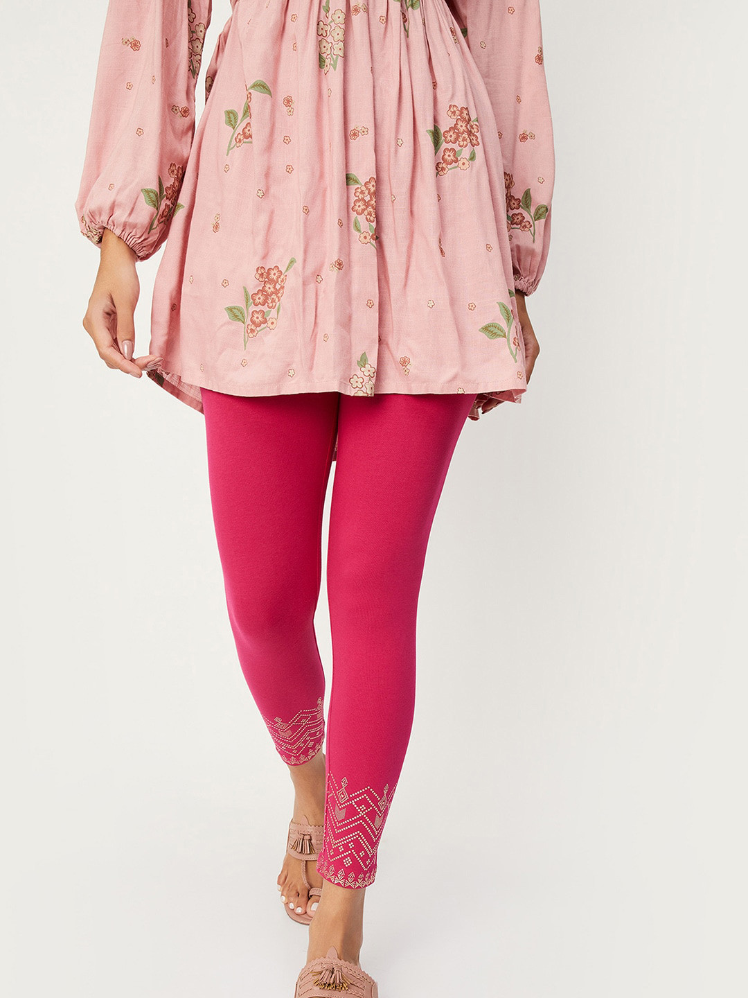 

max Printed Ankle-Length Leggings, Pink