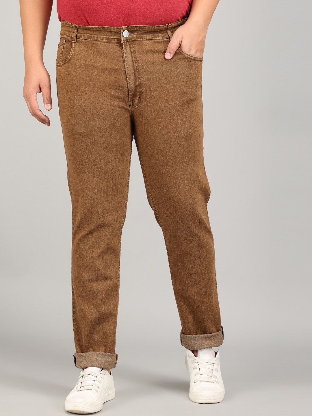 

STUDIO NEXX Men Clean Look Relaxed Fit Stretchable Jeans, Brown