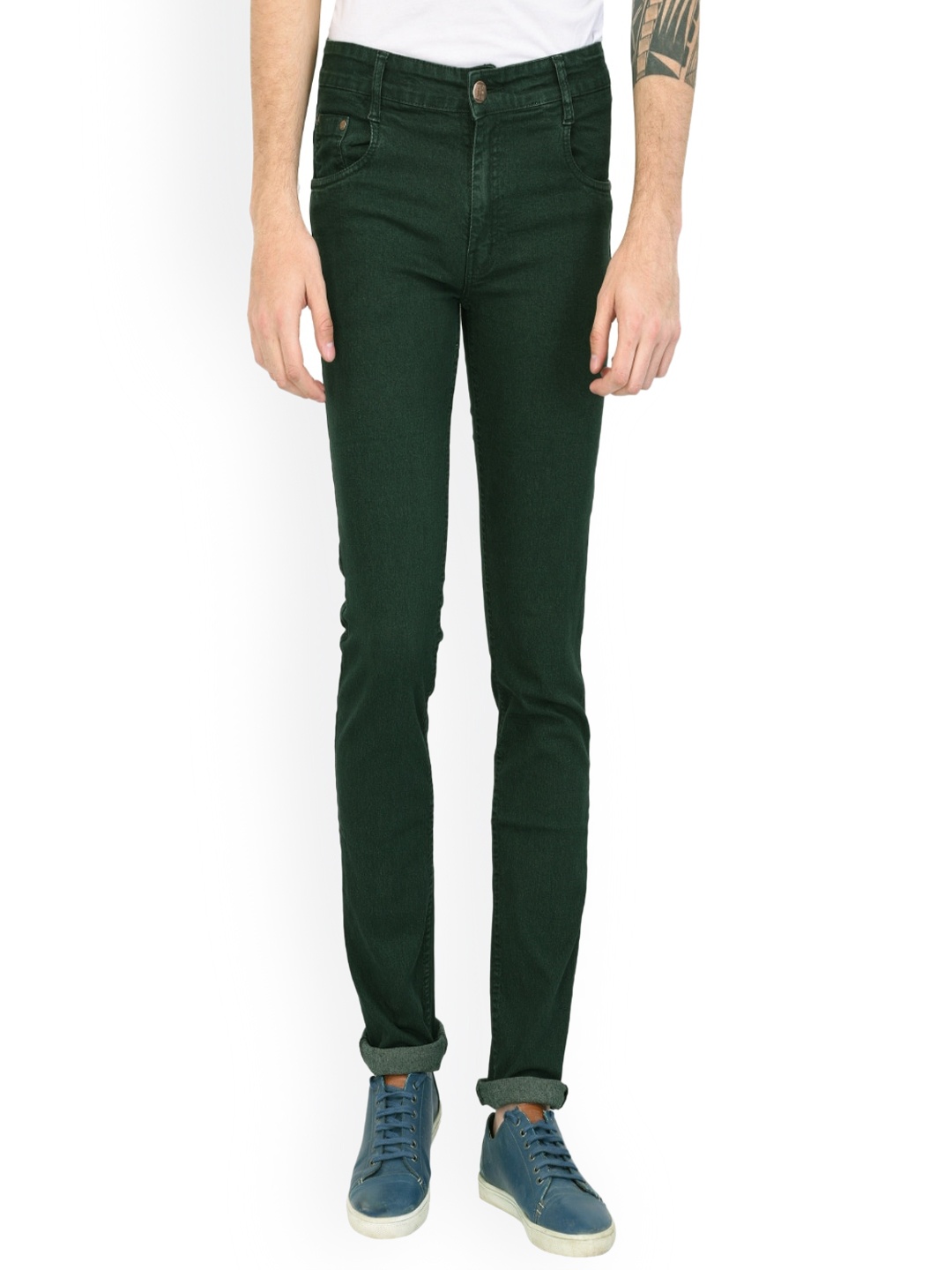 

STUDIO NEXX Men Relaxed Fit Clean Look Stretchable Jeans, Green