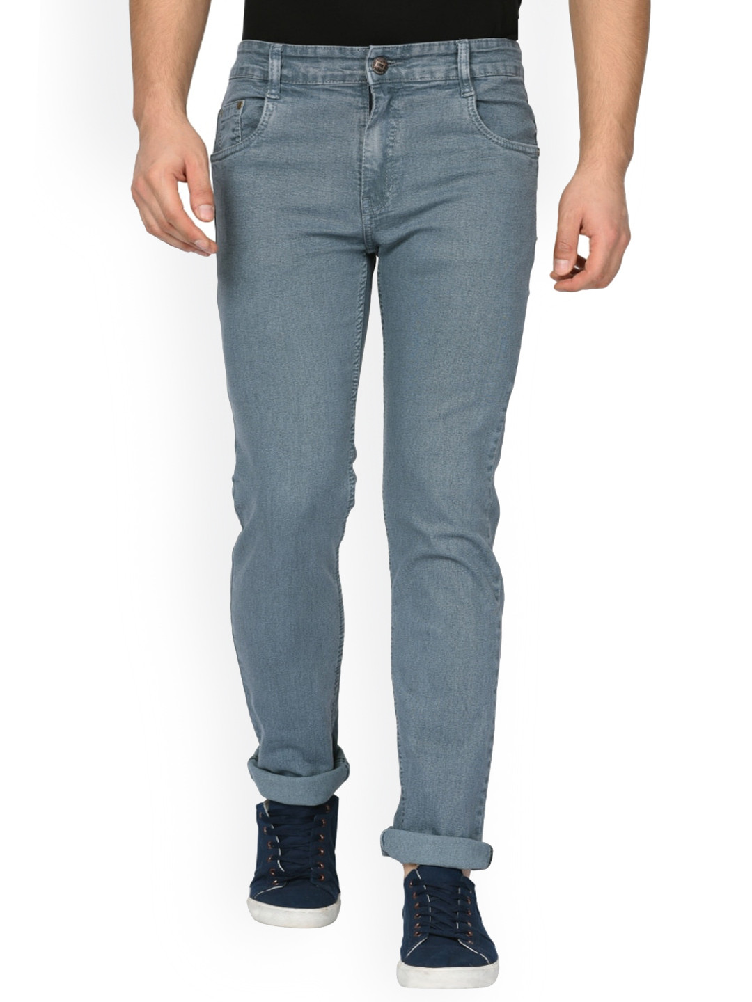 

STUDIO NEXX Men Clean Look Relaxed Fit Stretchable Jeans, Grey