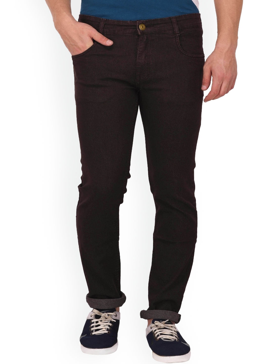 

STUDIO NEXX Men Relaxed Fit Clean Look Stretchable Jeans, Coffee brown