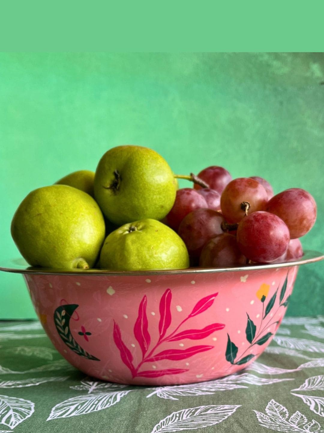 

Indikluster Pink Hand Painted Stainless Steel Serving Bowl
