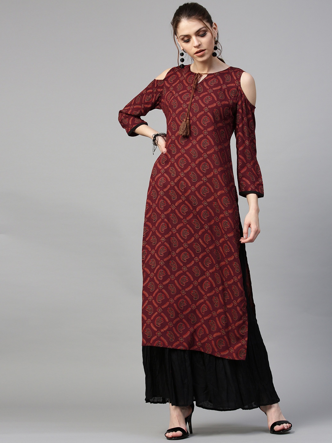 

Gerua By Libas Women Maroon Red Printed Straight Kurta