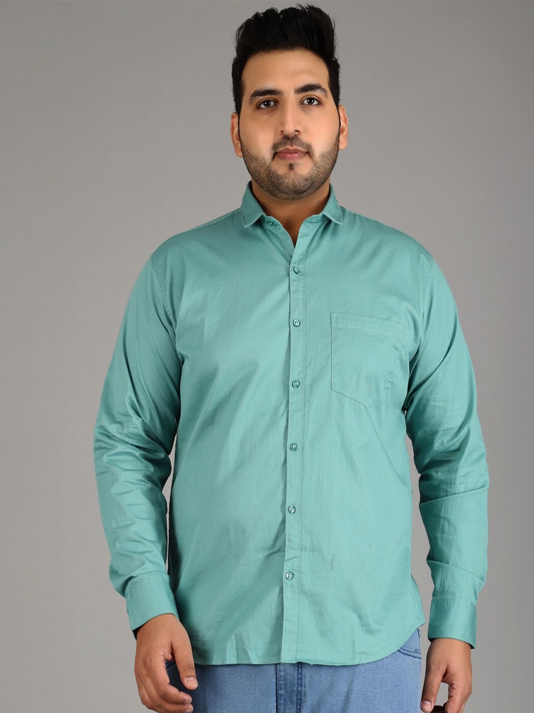 

STUDIO NEXX Plus Size Standard Slim Fit Twill Pure Cotton Casual Shirt, Green