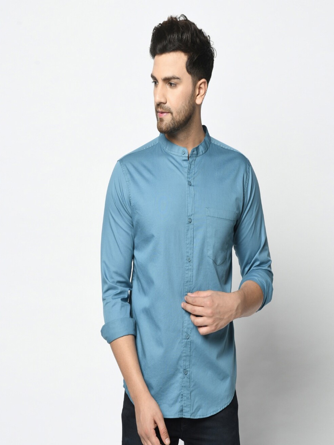 

STUDIO NEXX Standard Slim Fit Twill Pure Cotton Casual Shirt, Blue