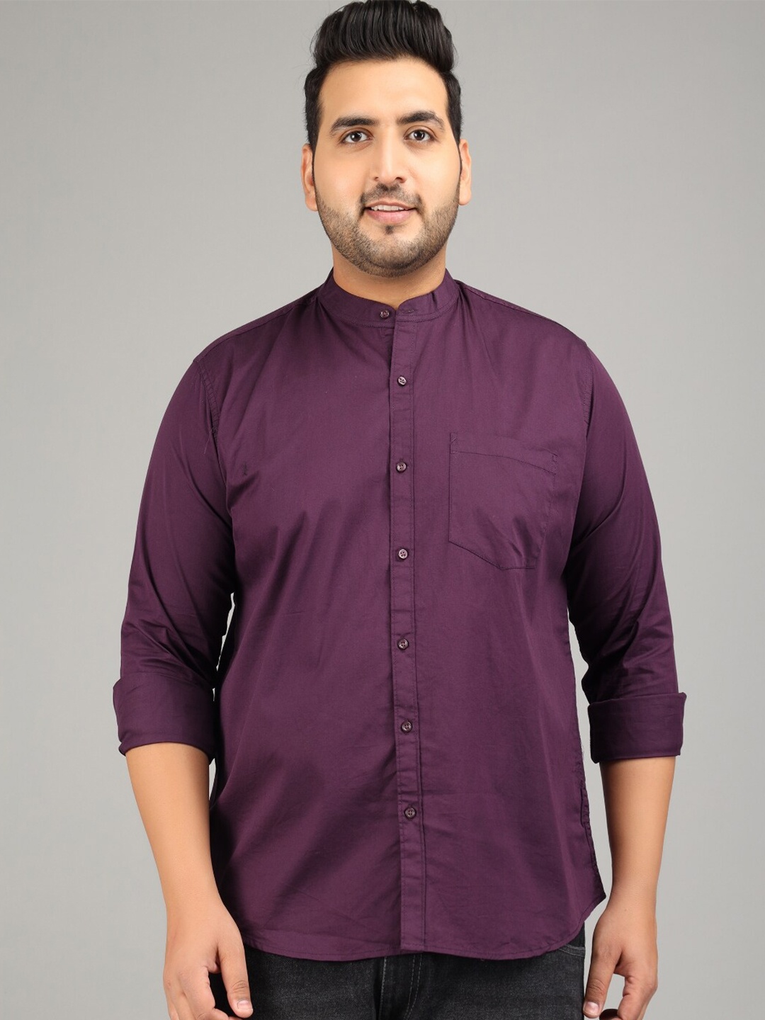 

STUDIO NEXX Plus Size Standard Slim Fit Twill Weave Pure Cotton Casual Shirt, Purple