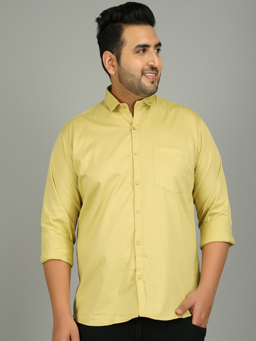 

STUDIO NEXX Plus Size Standard Slim Fit Twill Weave Cotton Casual Shirt, Lime green