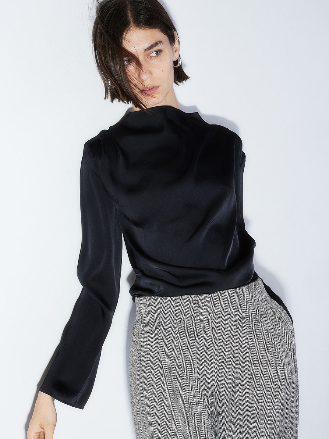 

H&M Satin Blouse, Black