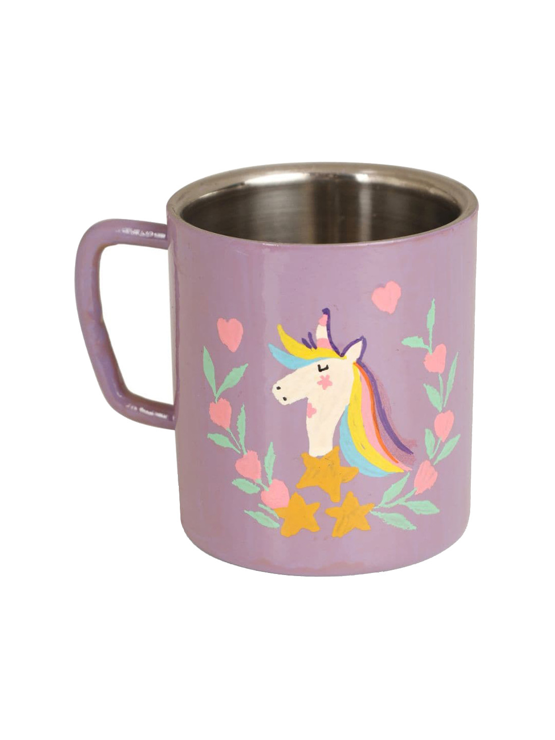 

Indikluster Kids Purple Unicorn Printed Stainless Steel Double Walled Mug-250ml