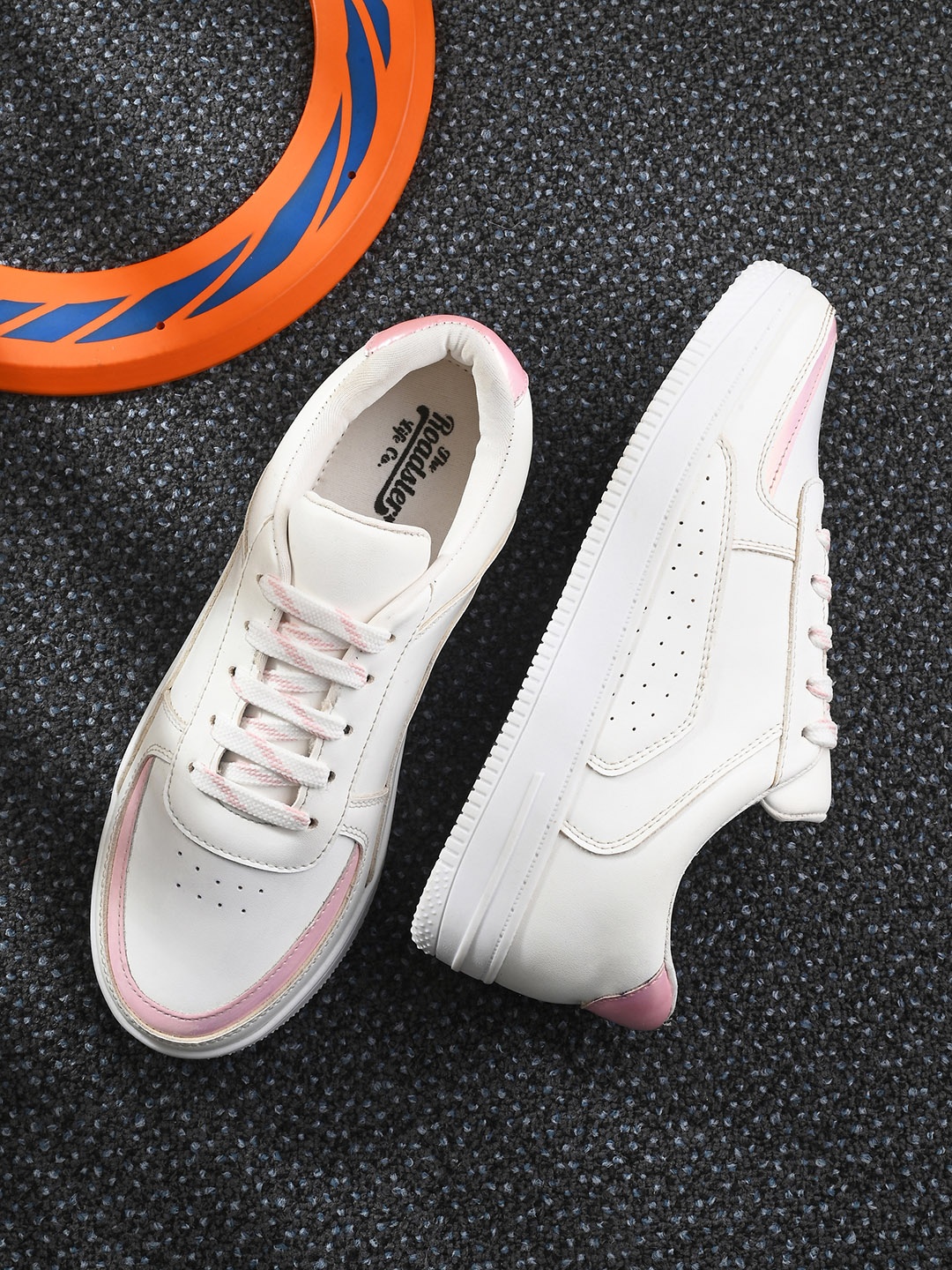 

Roadster The Lifestyle Co. Women White & Pink Perforated Lightweight Comfort Sneaker