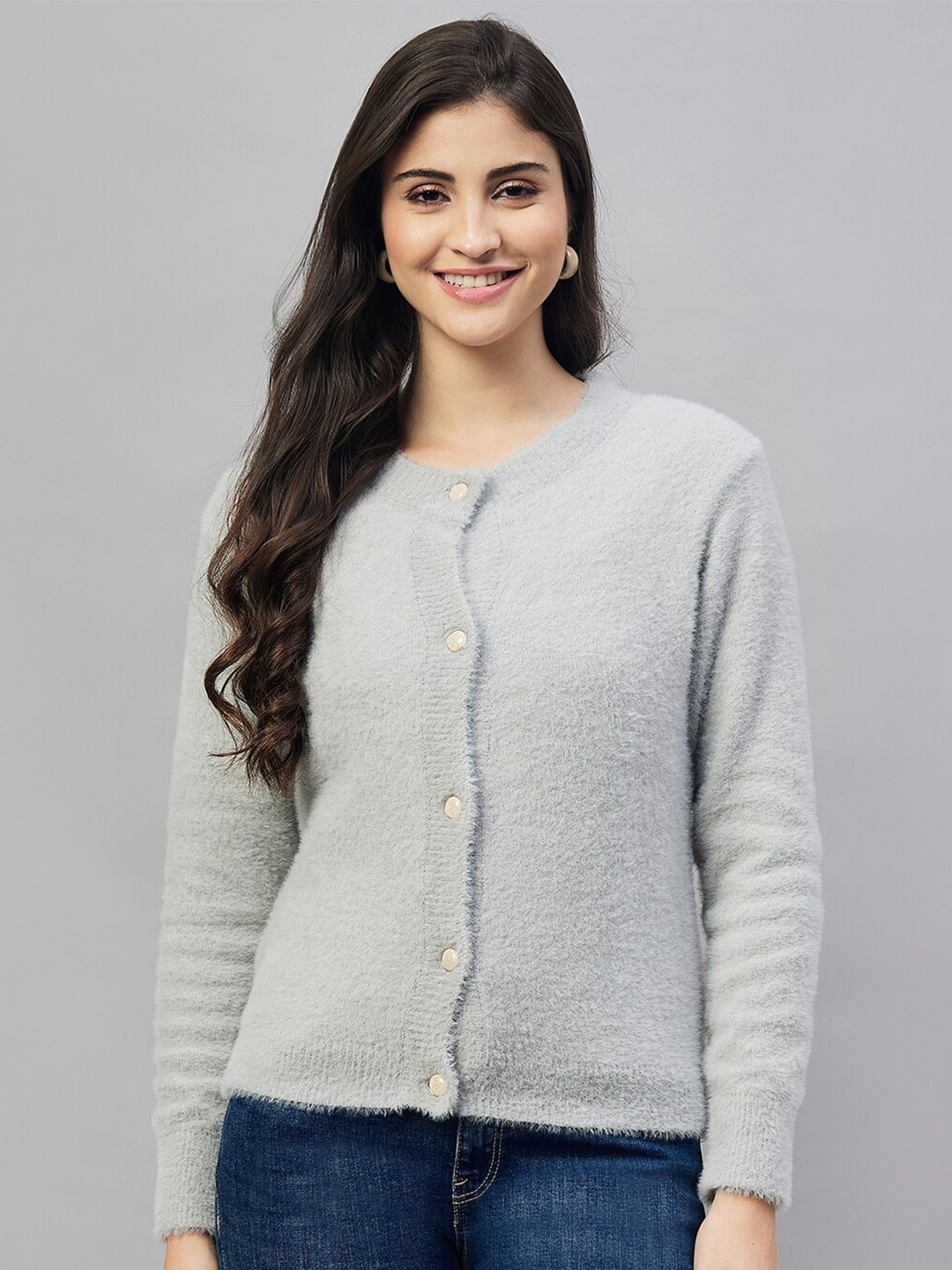 

Club York Boucle Self Design Acrylic Cardigan, Grey