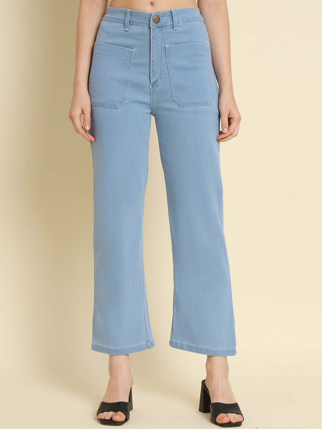 

BAESD Women Jean Straight Fit High-Rise Clean Look Cotton Jeans, Blue