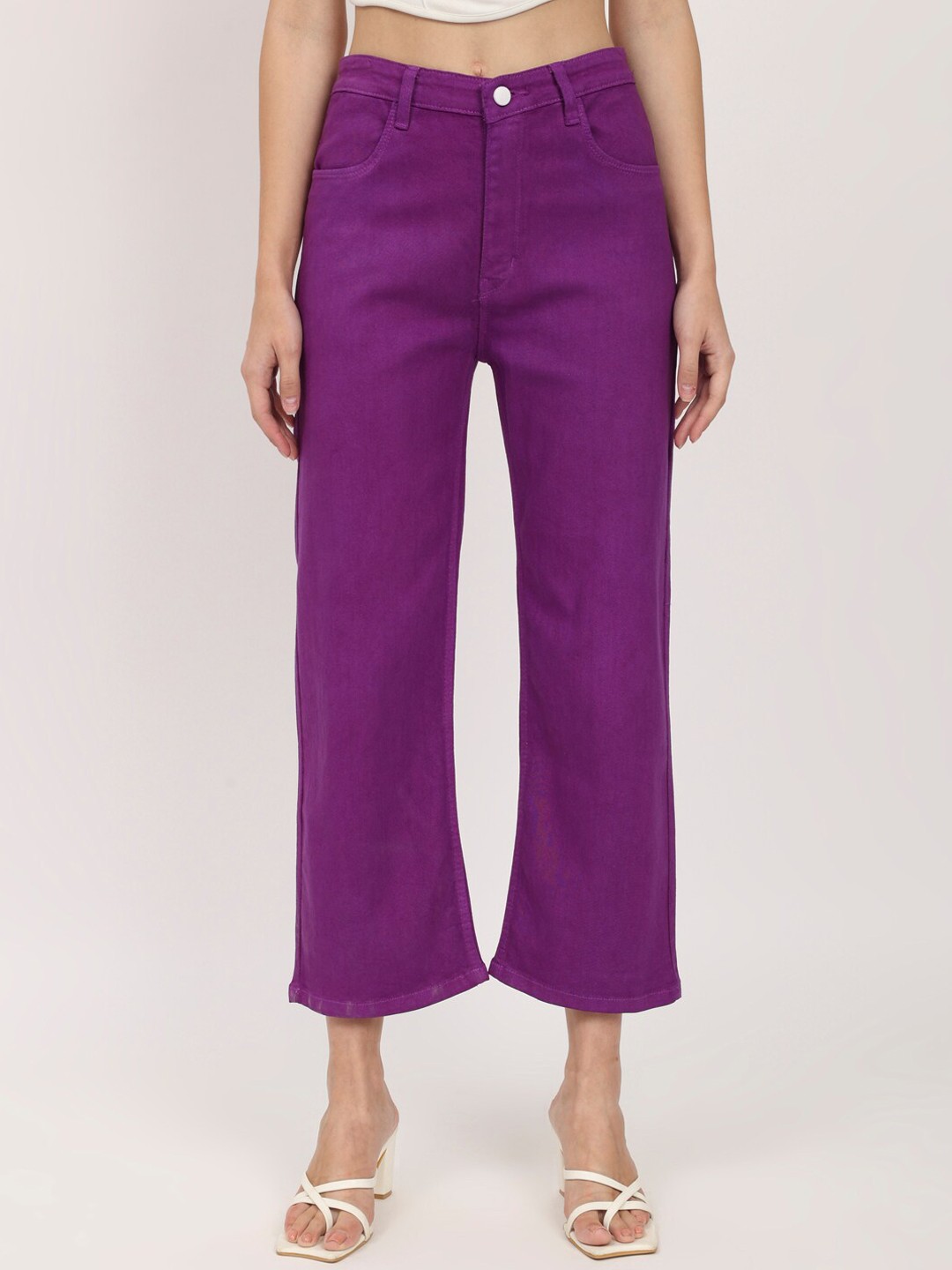 

BAESD Women Jean Straight Fit High-Rise Clean Look Cotton Jeans, Purple