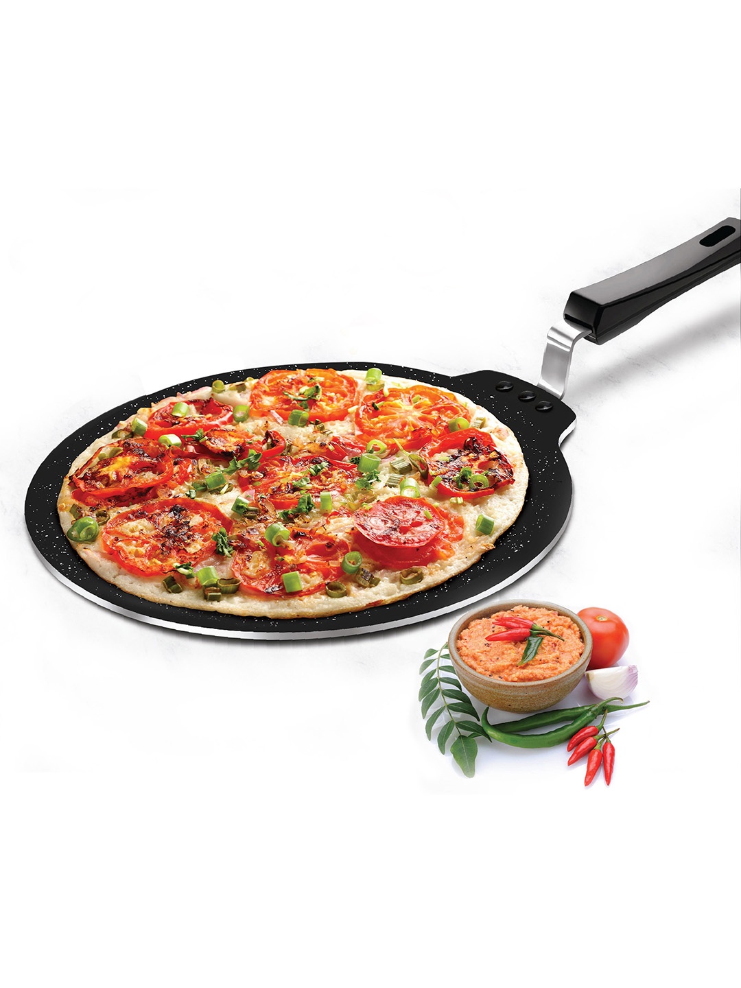 

Milton Burgundy Pro Cook Non Stick Granito Induction Dosa Tawa Without Edge 30 cm, Black