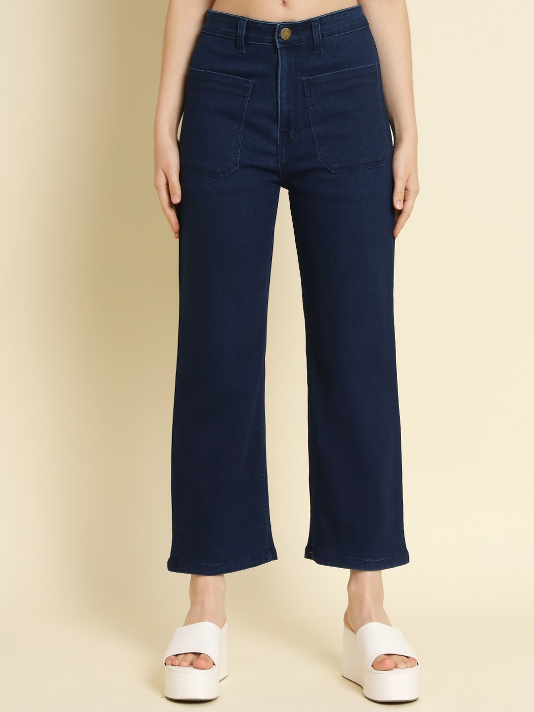 

BAESD Women Blue Jean Straight Fit Mid-Rise Cotton Stretchable Jeans