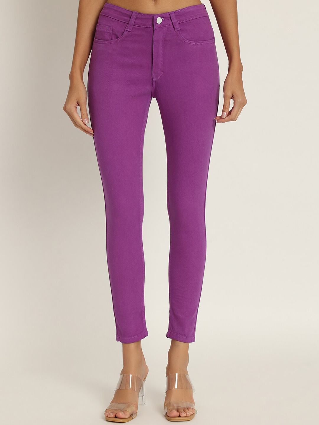

BAESD Women Jean Skinny Fit Mid-Rise Cotton Stretchable Jeans, Purple