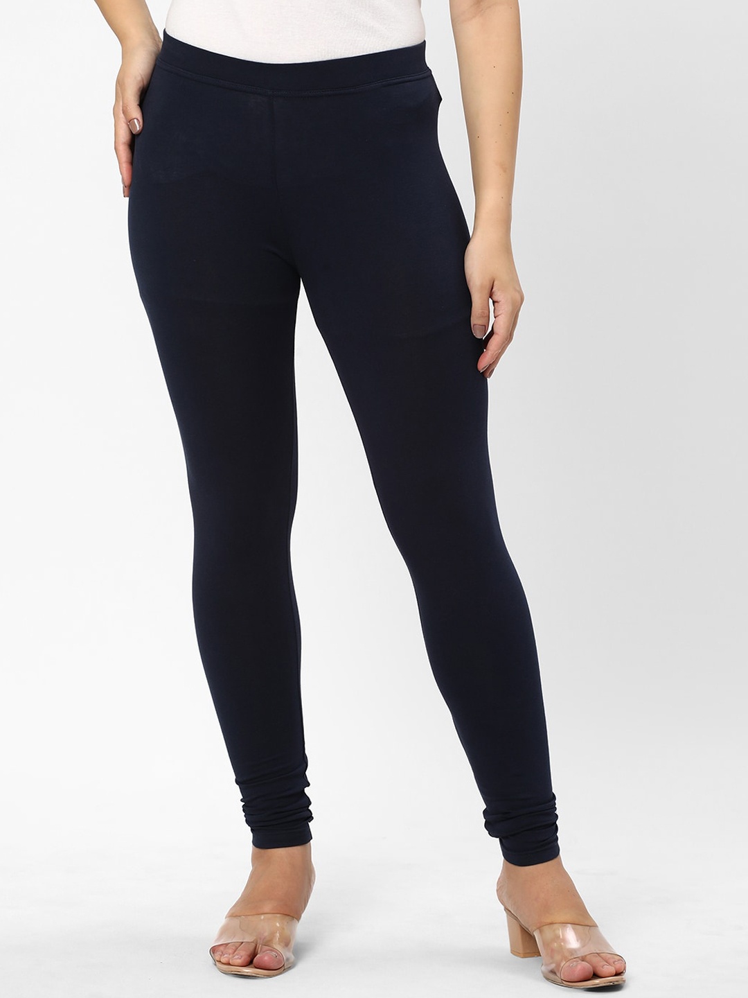 

R&B Cotton Churidar Length Leggings, Navy blue