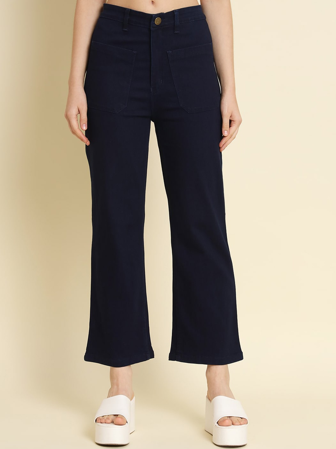 

BAESD Women Jean Straight Fit Mid-Rise Clean Look Stretchable Cotton Jeans, Blue