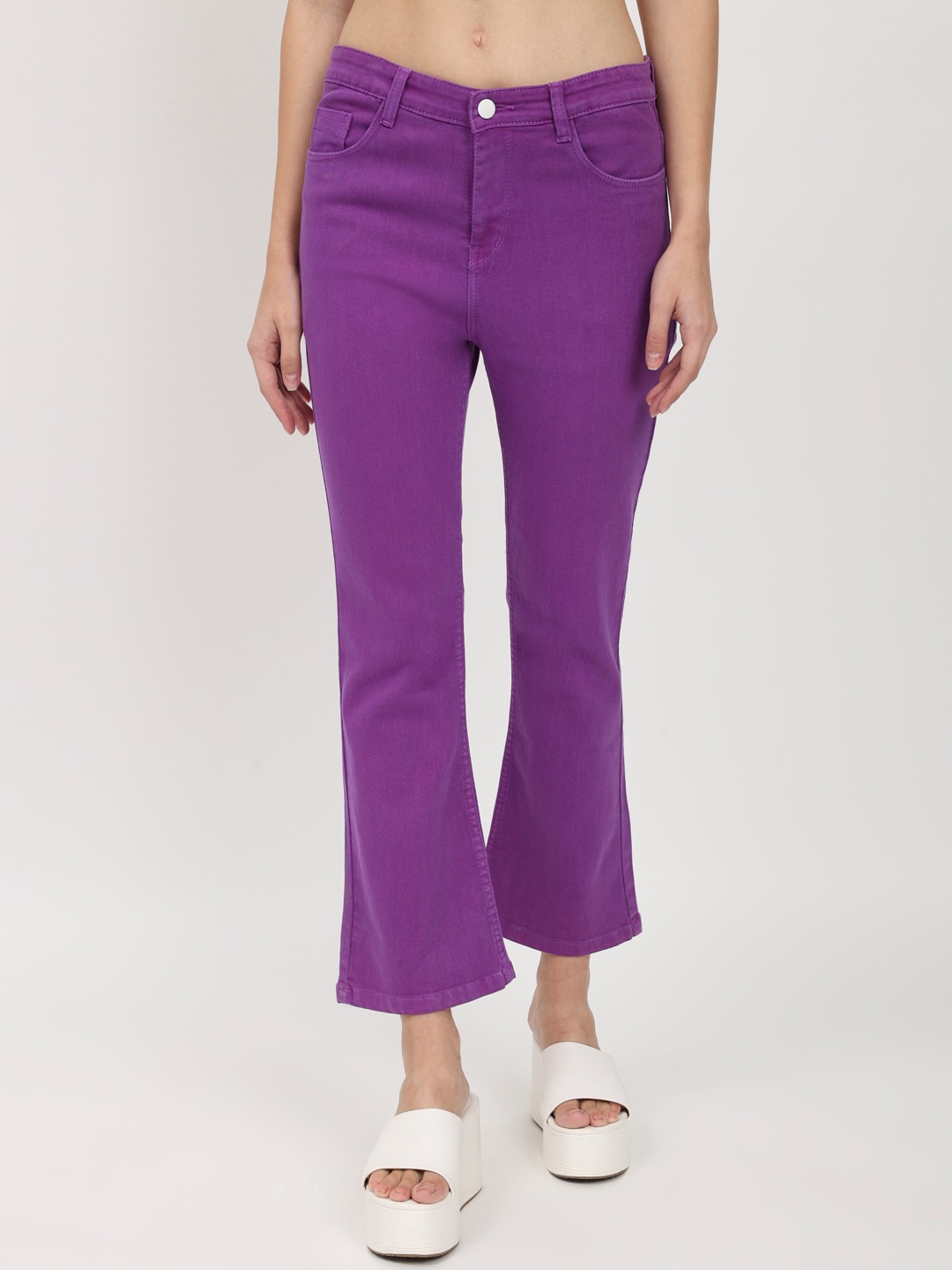 

BAESD Women Jean Bootcut High-Rise Stretchable Cotton Jeans, Purple