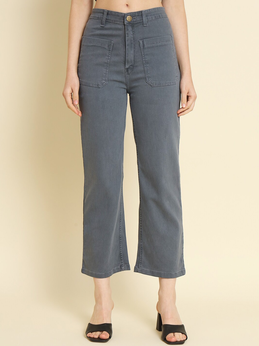 

BAESD Women Jean Straight Fit High-Rise Stretchable Cotton Jeans, Grey