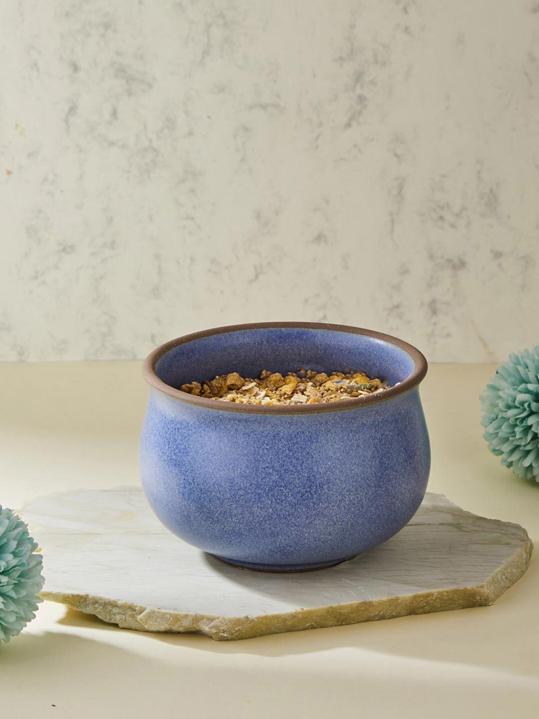 

Fabindia Anaarbagh Blue Ceramic Glazed Nut Bowl