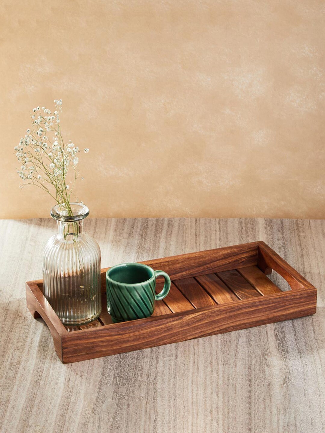 

Fabindia Brown Sheesham Wood Tray