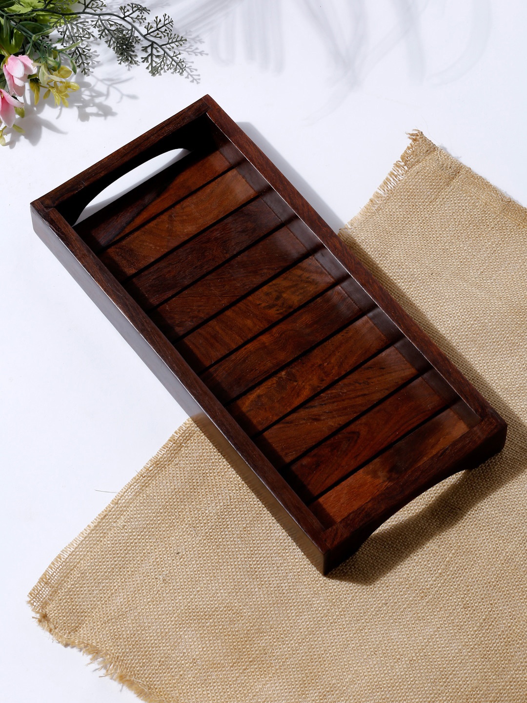 

Fabindia Brown Sheesham Wood Tray