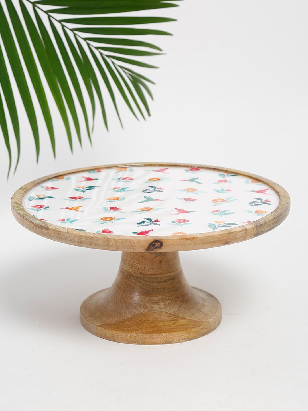 

Fabindia Flower Power White Enamelled Wood Platter