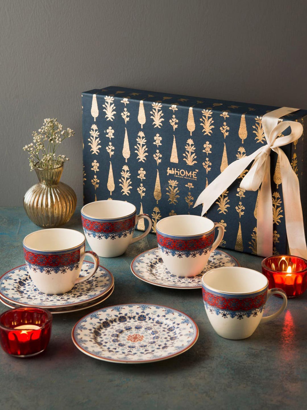

Fabindia White & Blue 4 Pieces Ceramic Cup & Saucer Gift Set