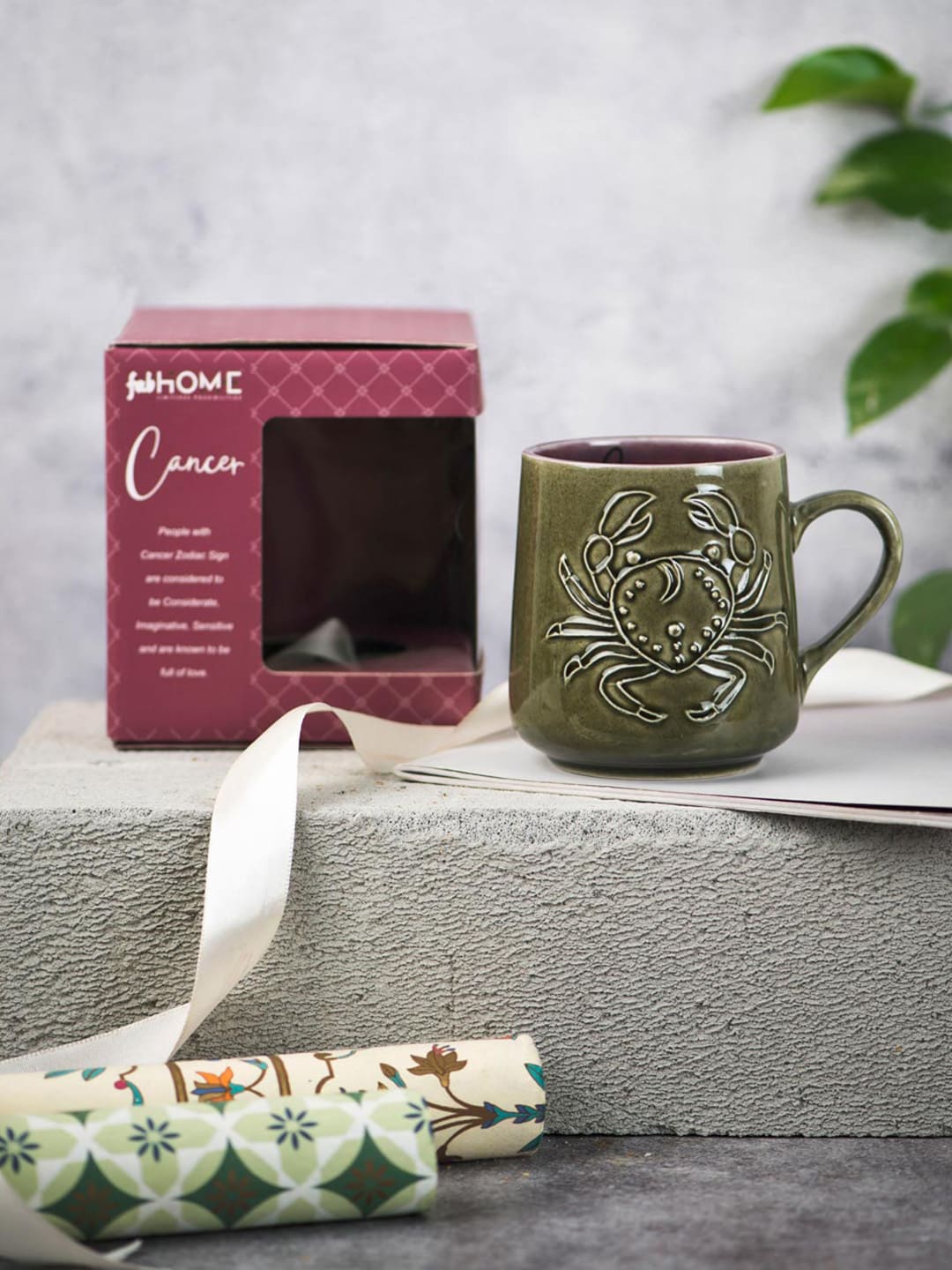 

Fabindia Cancer Zodiac Textured Mug, Olive
