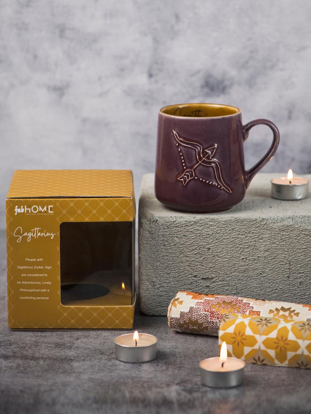 

Fabindia Purple Textured Sagittarius Ceramic Glossy Mug