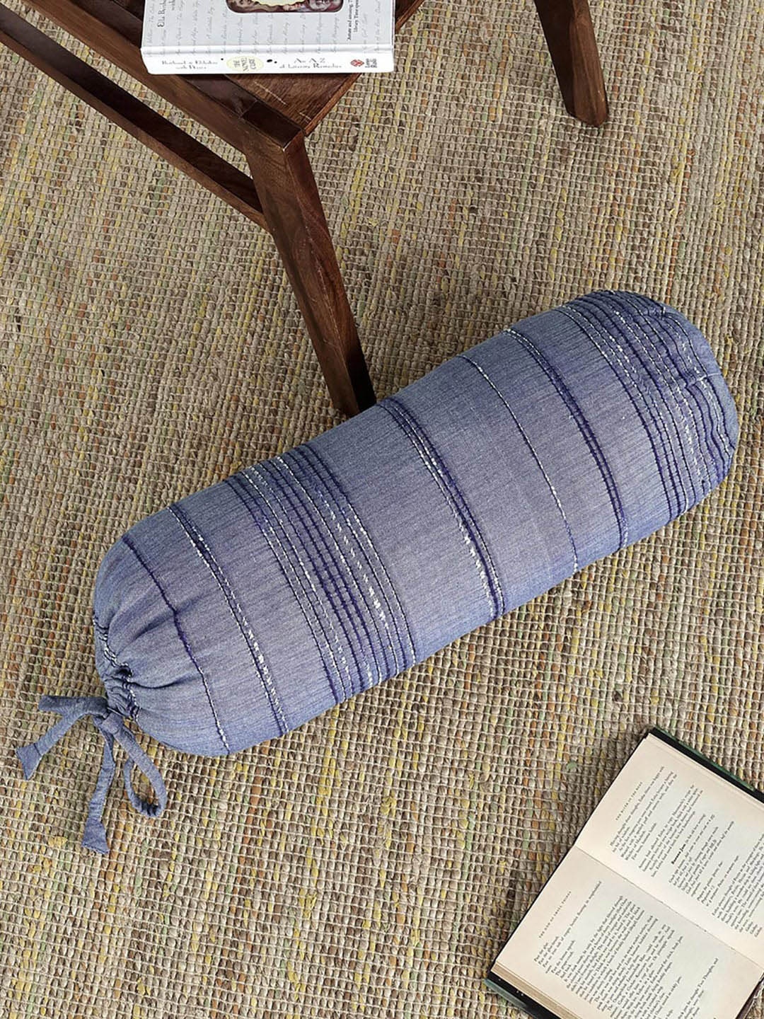 

Fabindia Blue Striped Bolster Cover