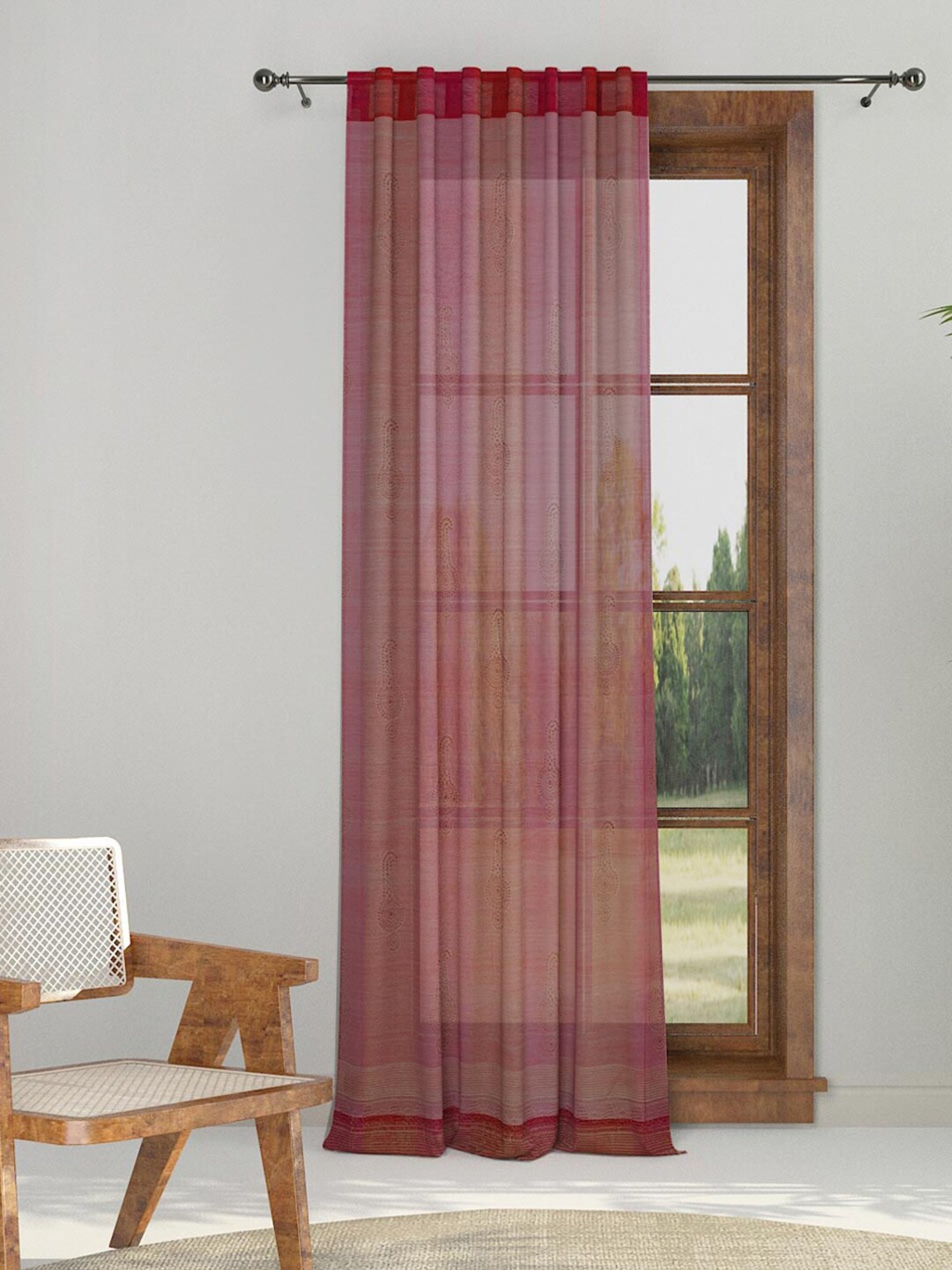 

Fabindia Red & Green Ethnic Motifs Cotton Silk Door Curtain