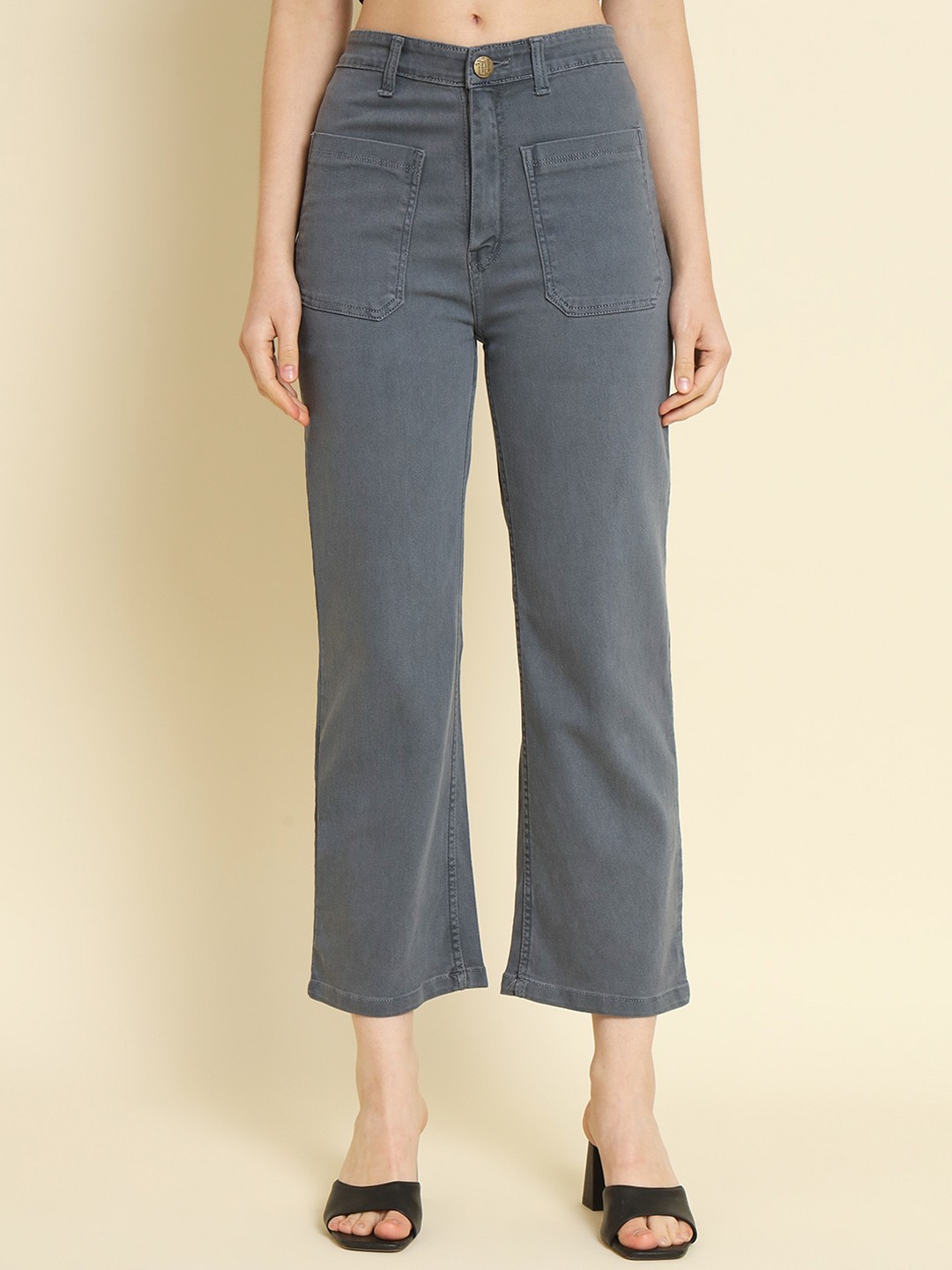 

AngelFab Women Jean Straight Fit High-Rise Cotton Stretchable Jeans, Grey